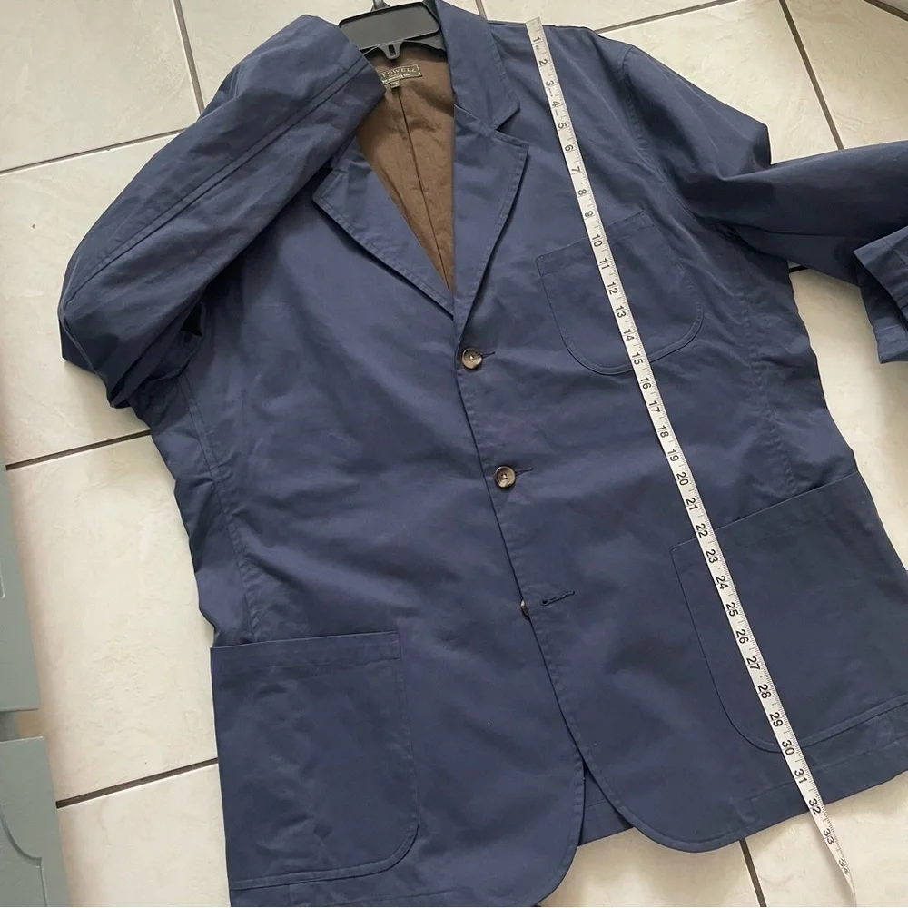 J.L. Powell Sporty Cotton Blazer Men Size 48 Button Front Casual Navy Blue